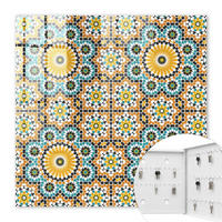 SCHLÜSSELBOX Weiß 30x30 cm – Türöffnung nach rechts - Geometrisches Mosaik - Orange, Metall (30/30/5cm) - TULUP
