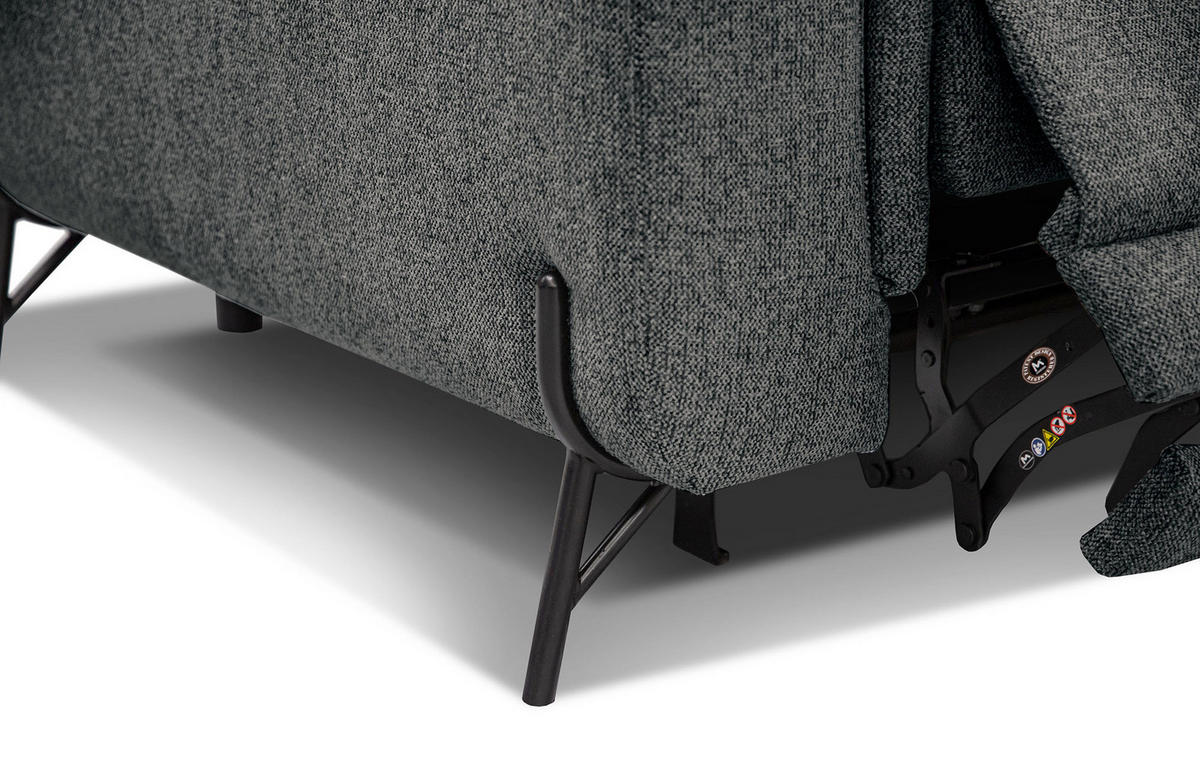SOFA AVENA 3-Sitzer mit 2 Relaxfunktionen, dunkelgrau - Dunkelgrau, Holzwerkstoff/Textil (204/80/108cm) - Courtois Laville