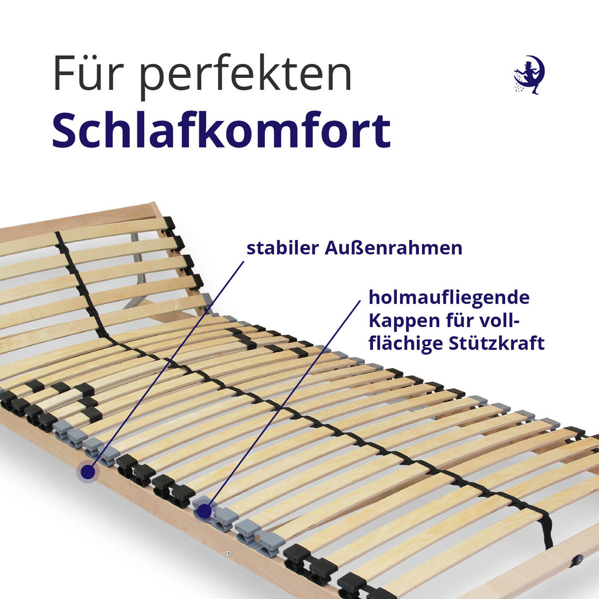 LATTENROST ErgoFlex 90x200 7-Zonen mit verstellbarem Kopfteil - Eschefarben/Buchefarben, Holz (90/200cm) - Mister Sandman