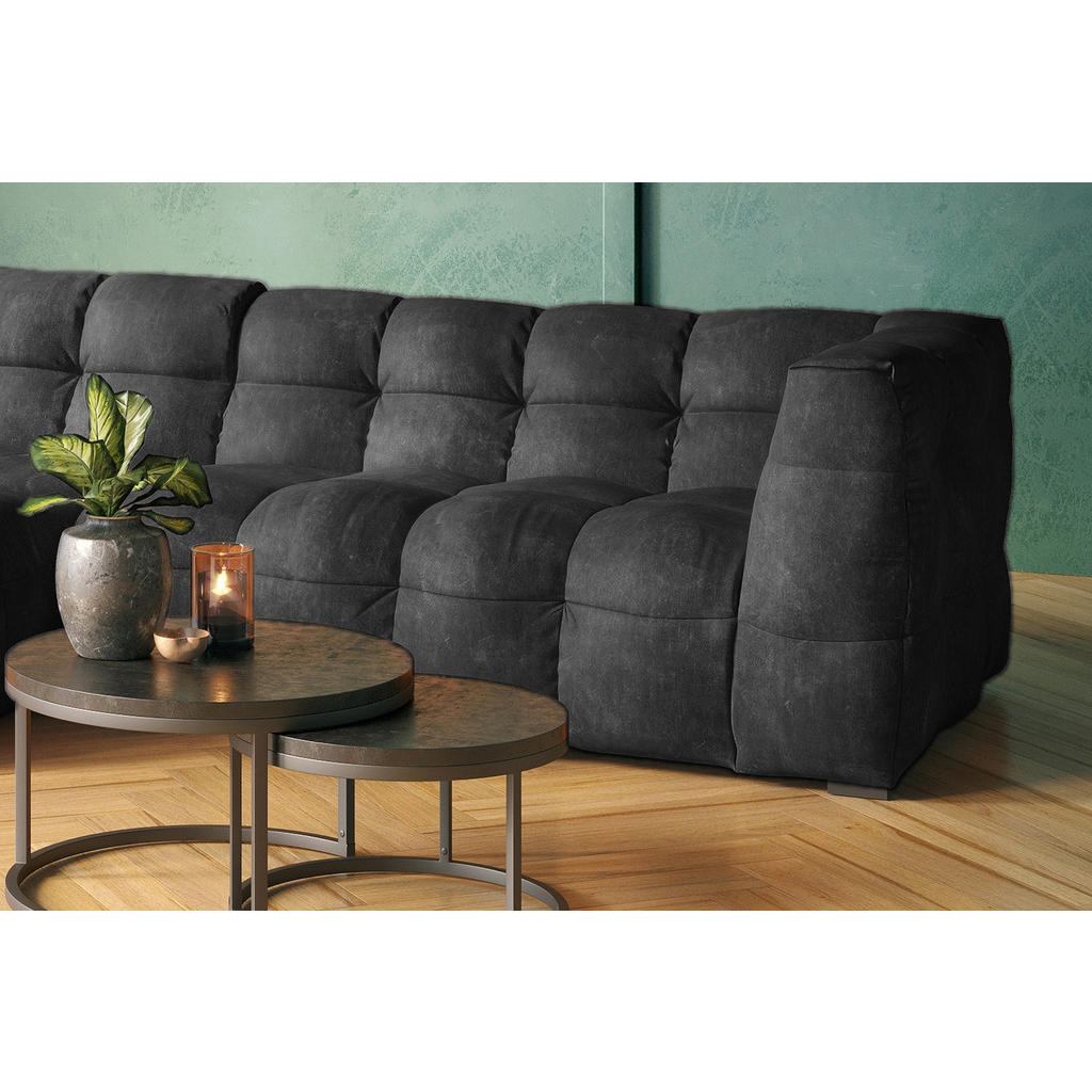 Thumbnail - Kawola Ecksofa, Anthrazit, Textil, Echtholz, 4-Sitzer, Füllung: Schaumstoff, Ottomane links, L-Form, 319x170 cm, Wohnzim...