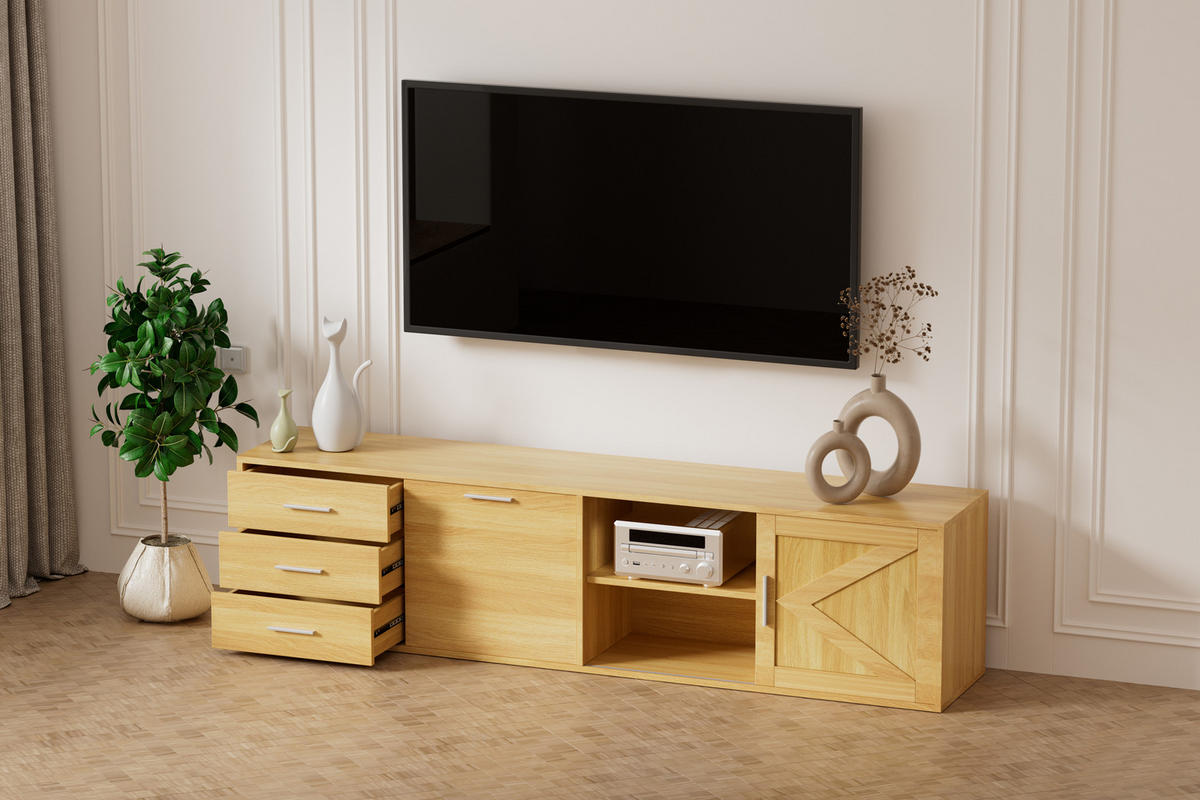 TV-SCHRANK in 180/45/35 cm - Naturfarben, Holzwerkstoff (180/45/35cm) - HOMAVO