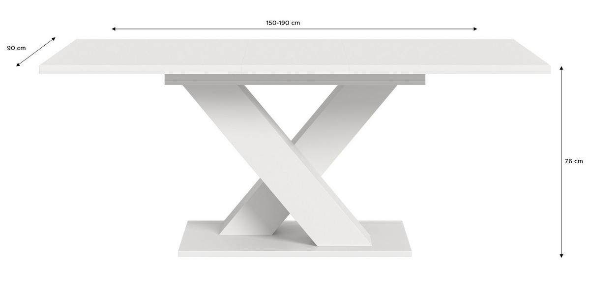 ESSTISCH MOTION (B/H/T: ca. 150/76/90 cm) in Weiß/weiß - Weiß, Holzwerkstoff (90/150/76cm)