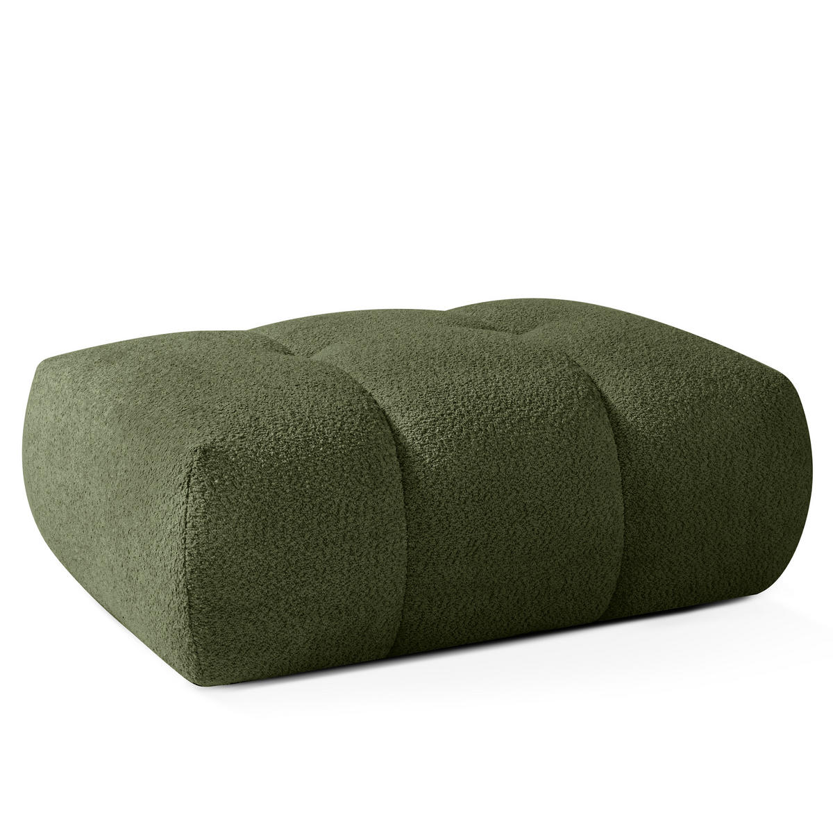 POUF LIRA, Olivgrün, Bouclé - Olivgrün, Holz/Holzwerkstoff (96/43/50cm) - KONSIMO®
