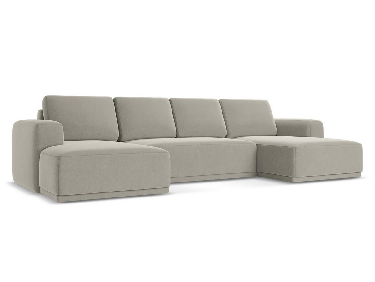 WOHNLANDSCHAFT Samt Stoff Creme - Perlmutt/Creme, Kunststoff/Textil (333/91/160cm) - Makamii