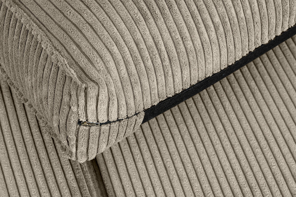 2-SITZER-SOFA INVIA Klassische-Stil mit Armlehnen, Feinkord-Stoff, Beige - Hellbraun/Beige, Textil (164/87/98cm) - KONSIMO®