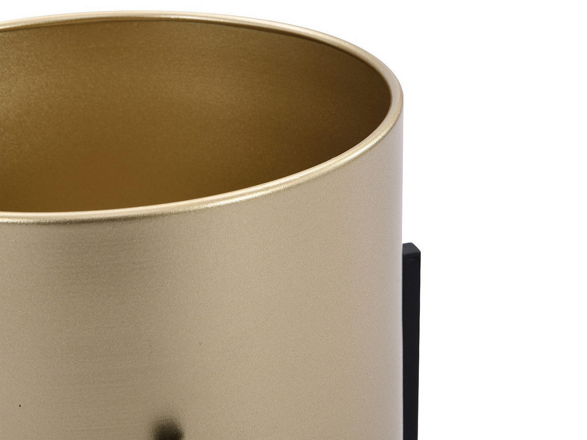 2ER-SET Übertöpfe - 23 cm, 25 x 23 cm, 25 cm - metall - schwarz, goldfarben - Edmee - Goldfarben/Schwarz, Metall (23/39/23cm) - Vente-Unique