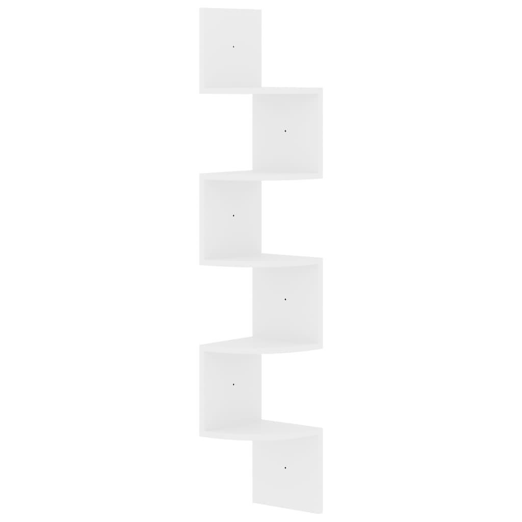 WAND-ECKREGAL Hochglanz-Weiss 19/19/123 Cm Holzwerkstoff - Weiß, Holzwerkstoff (19/123/19cm) - vidaXL