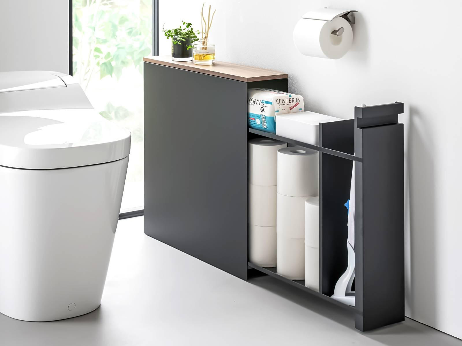 BADEZIMMER-ABLAGE Tower schwarz 14/55/56 cm - Schwarz, Metall (14/55/56cm) - Yamazaki