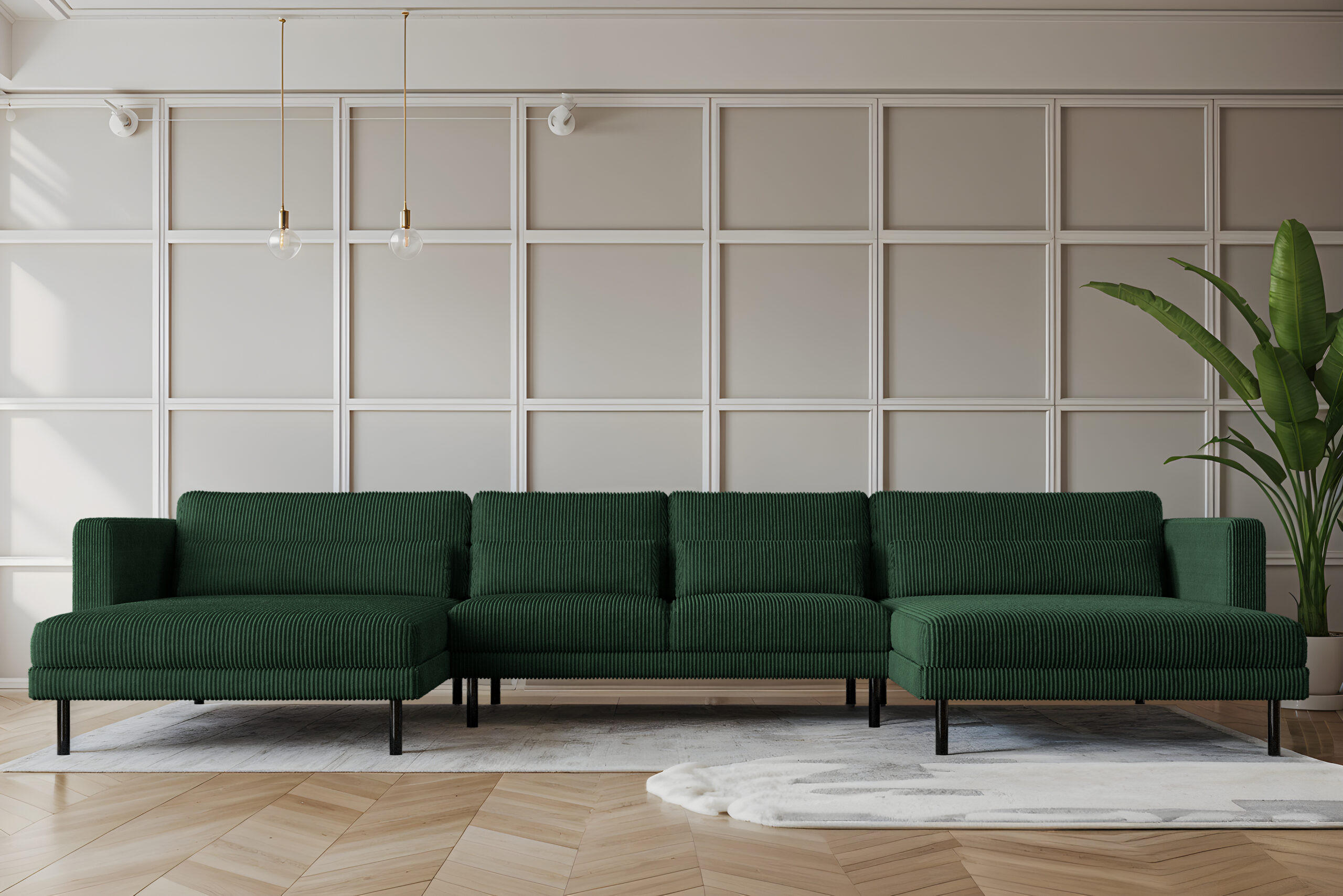 ECKSOFA DANI In U-Form Stilvolles Stoff Poso Grün - Grün, Holz/Textil (174/391cm) - Kaiser Möbel