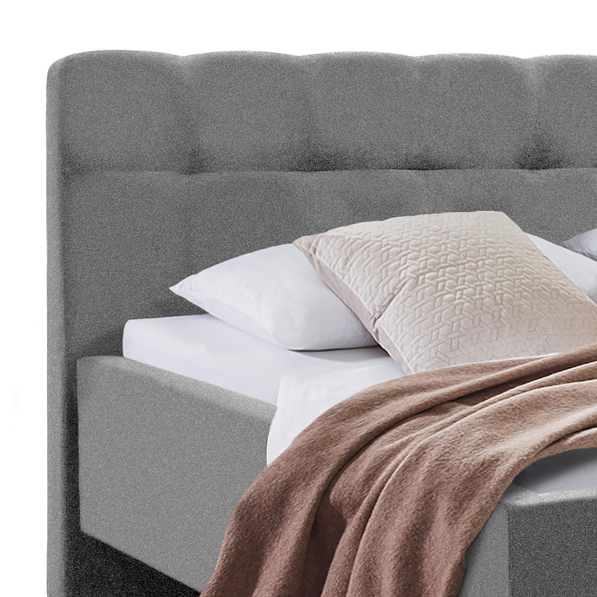 POLSTERBETT - Webstoff - Grau, Textil (180/200cm) - home24