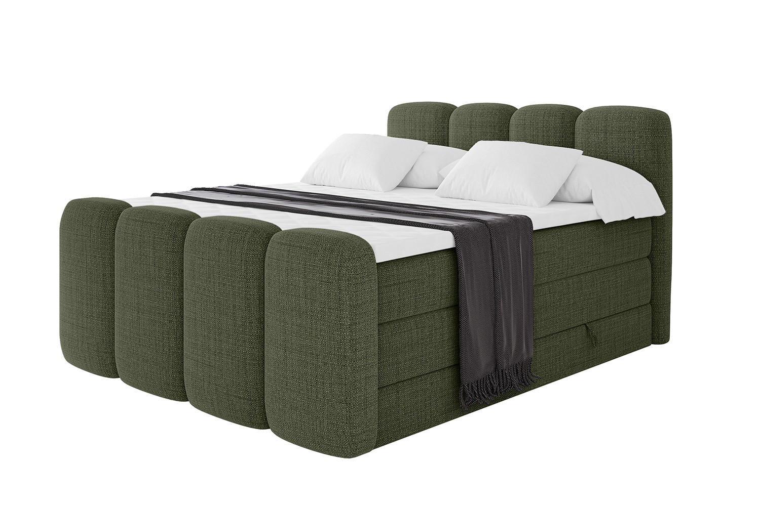 BOXBETT mit Matratze H3|H4 und Lattenrost - NINA-Z KING - 200x200 cm - Grün - Grün, Holzwerkstoff (200/200cm)