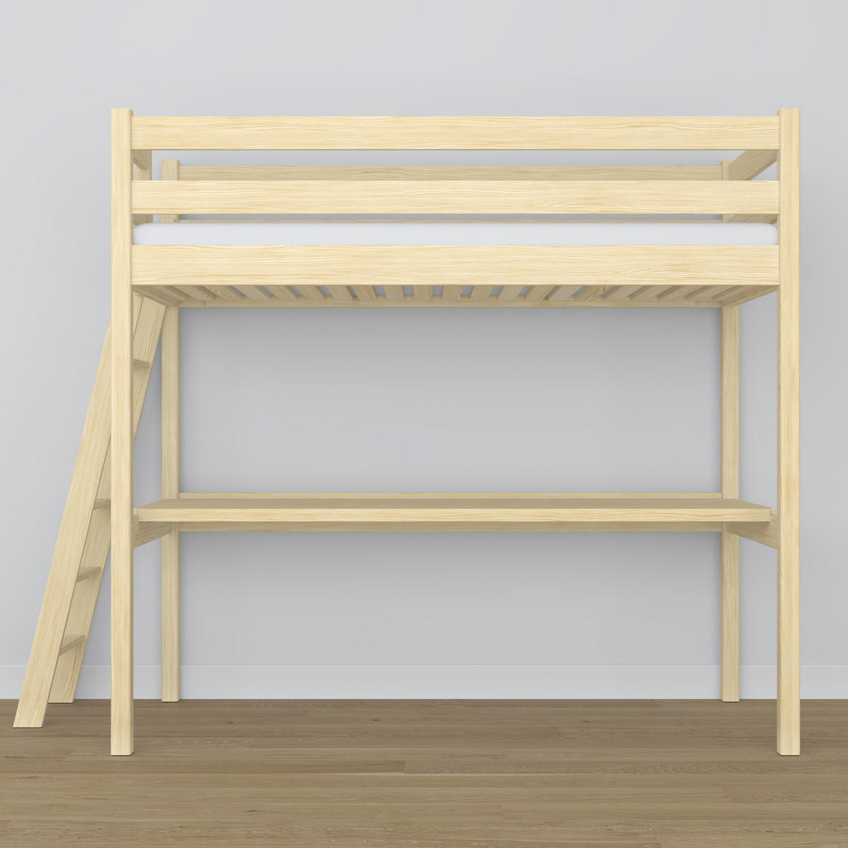 HOCHBETT N02 mit Schreibtisch Klare Kiefer 90/190 - Braun, Naturmaterialien/Holz (90/190cm) - N-Wood