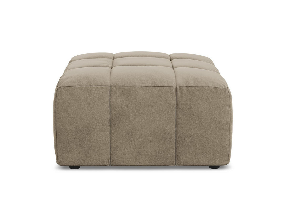 POUF Samt Stoff Beige - Beige/Schwarz, Holzwerkstoff/Kunststoff (75/41/90cm) - Makamii