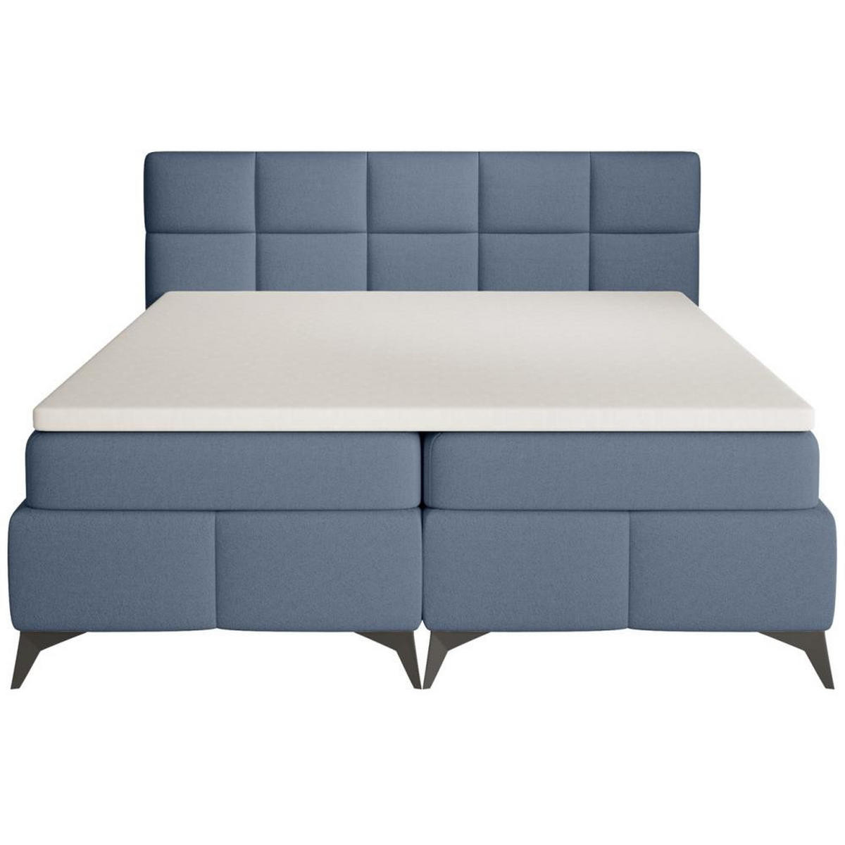 BOXBETT Solido mit Bettkasten 180x200 cm blau - Blau/Schwarz, Textil/Metall (180/200cm) - Beautysofa