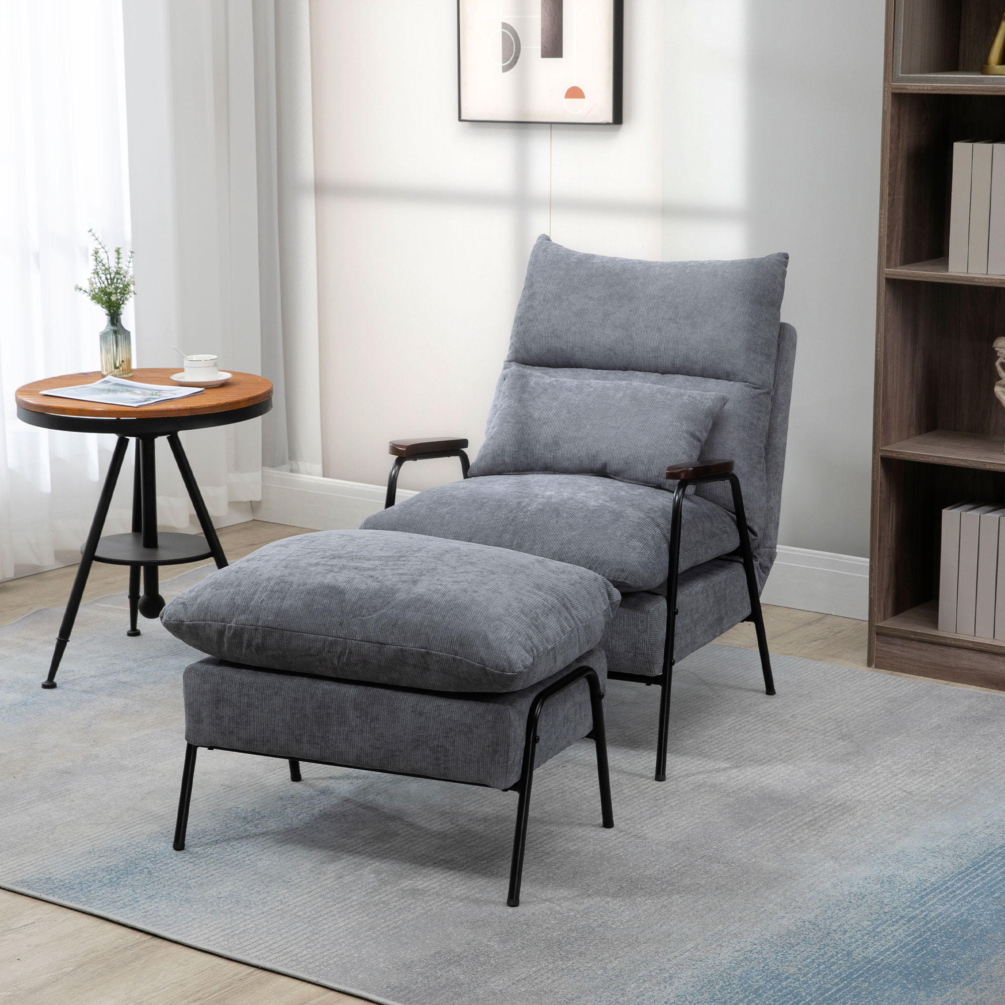 RELAXSESSELSET Hellgrau - Hellgrau, Metall (91.5/88/68cm) - HOMCOM
