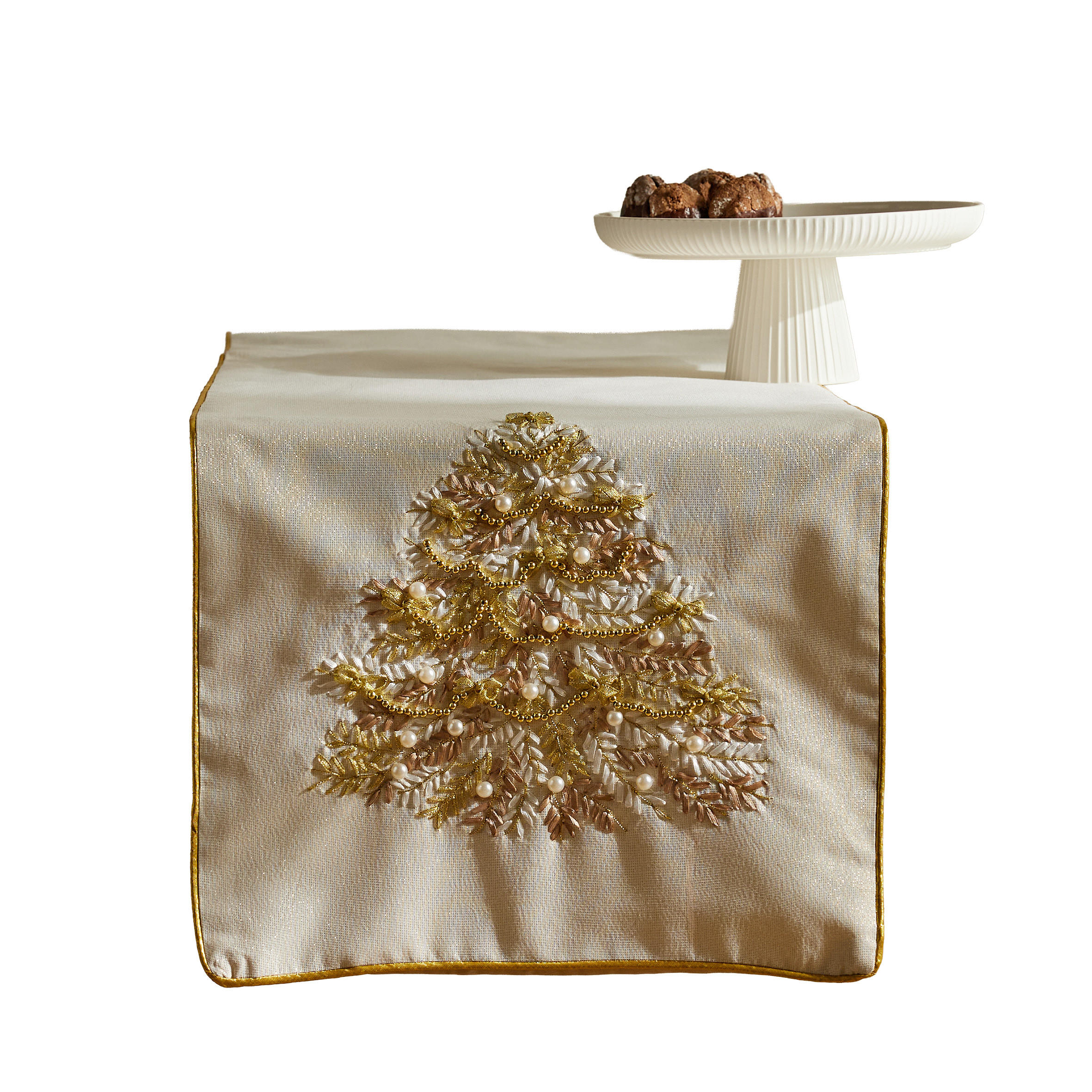 TISCHLÄUFER Bestickter ARVORE, 40x180 cm, Gold, Weihnachten Deko Tischdecke, Christmas - Goldfarben, Kunststoff (180/40/1cm) - home&you