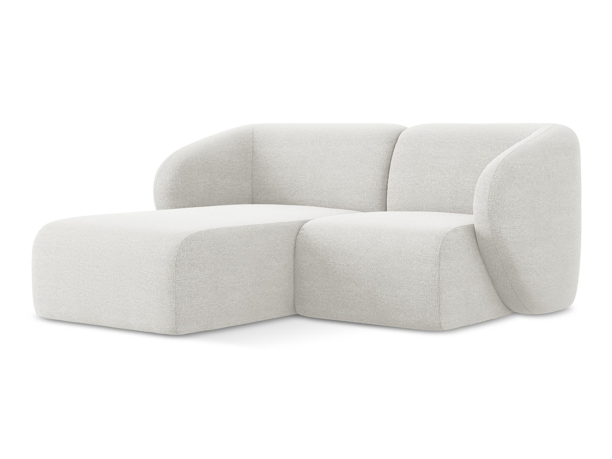 ECKSOFA Links Bouclé Stoff Weiß - Schwarz/Weiß, Holzwerkstoff/Kunststoff (178/166cm) - Makamii