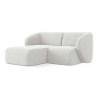 ECKSOFA Links Bouclé Stoff Weiß - Schwarz/Weiß, Holzwerkstoff/Kunststoff (178/166cm) - Makamii