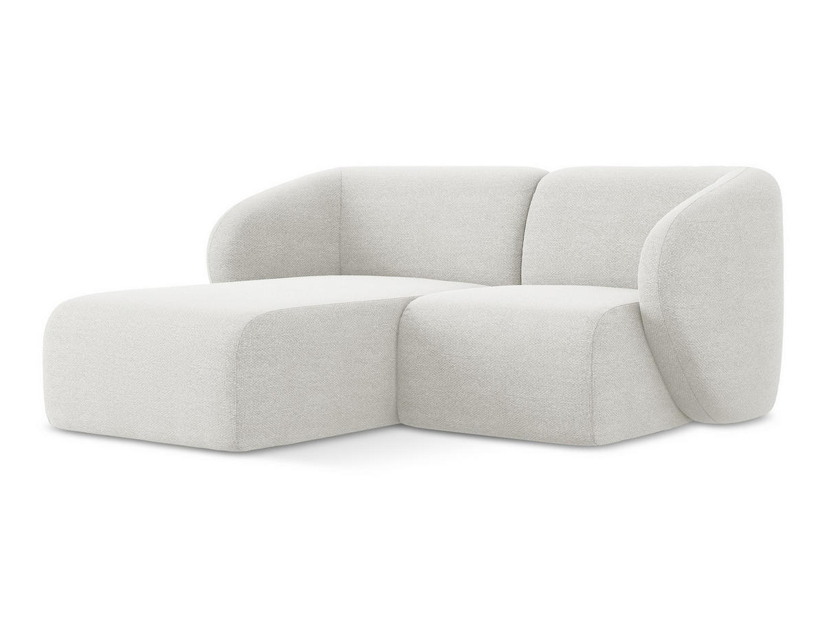 ECKSOFA Links Bouclé Stoff Weiß - Schwarz/Weiß, Holzwerkstoff/Kunststoff (178/166cm) - Makamii
