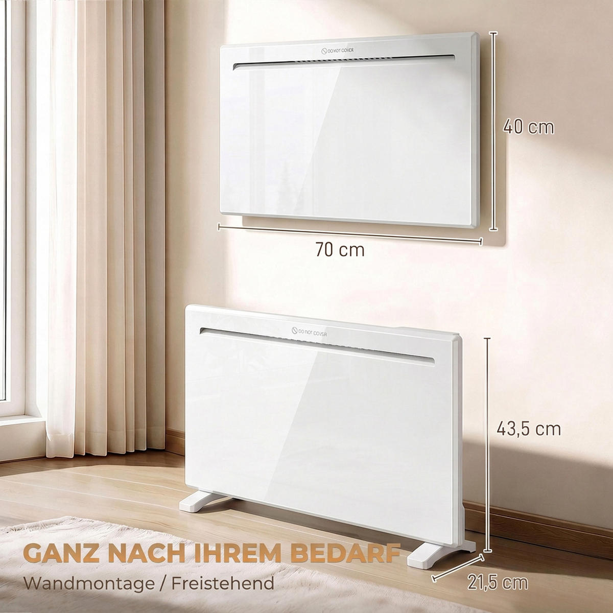 ELEKTROHEIZUNG Stahl Kunststoff Weiß - Weiß, Kunststoff/Metall (21.5/43.5/70cm) - HOMCOM