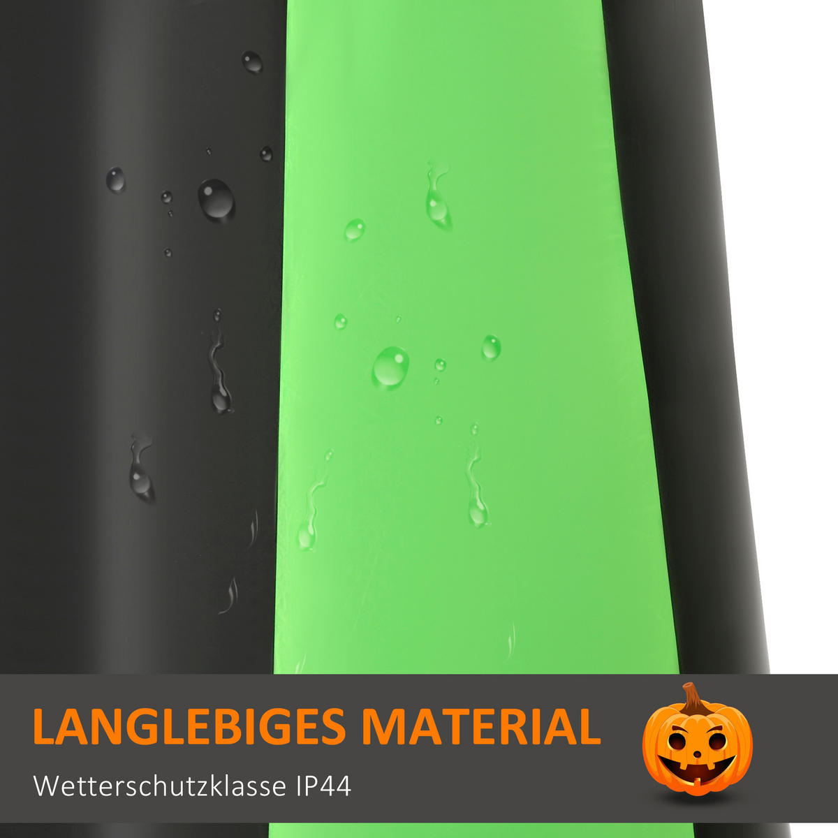 HALLOWEEN AUFBLASBARER KÜRBIS, Schwarz und grün, Polyester - Schwarz, Kunststoff (96/270/100cm) - HOMCOM