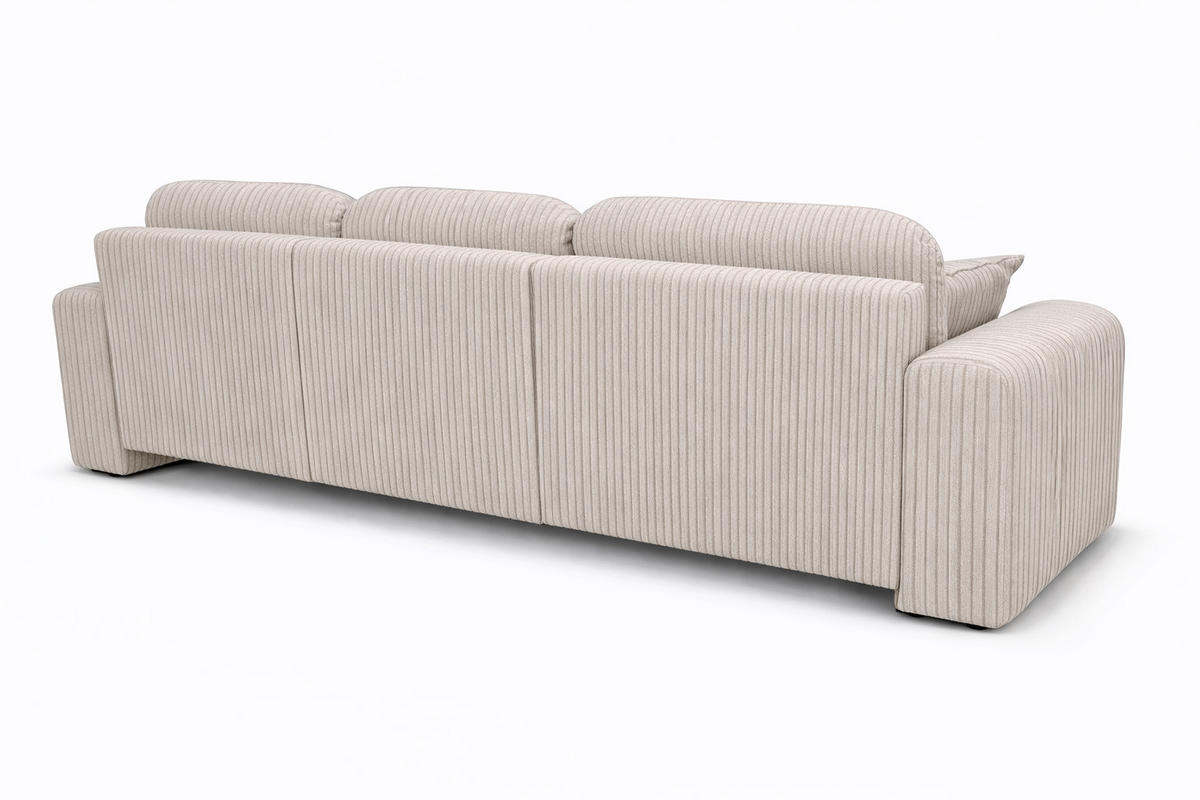 ECKSOFA Mit Schlaffunktion Und Bettkasten, Sofa L-Form Bingo L, Cordstoff Poso, Beige, Rechts - Beige, Holz (250/142cm) - Kaiser Möbel
