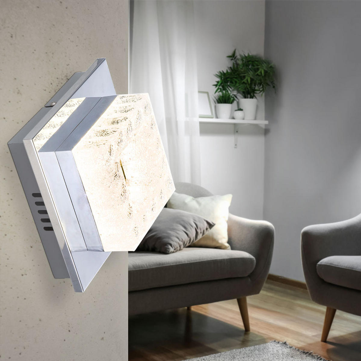 LED WANDLEUCHTE Chrom Kristalle Silber - Silberfarben, Metall (18/9.6/18cm) - Globo Lighting