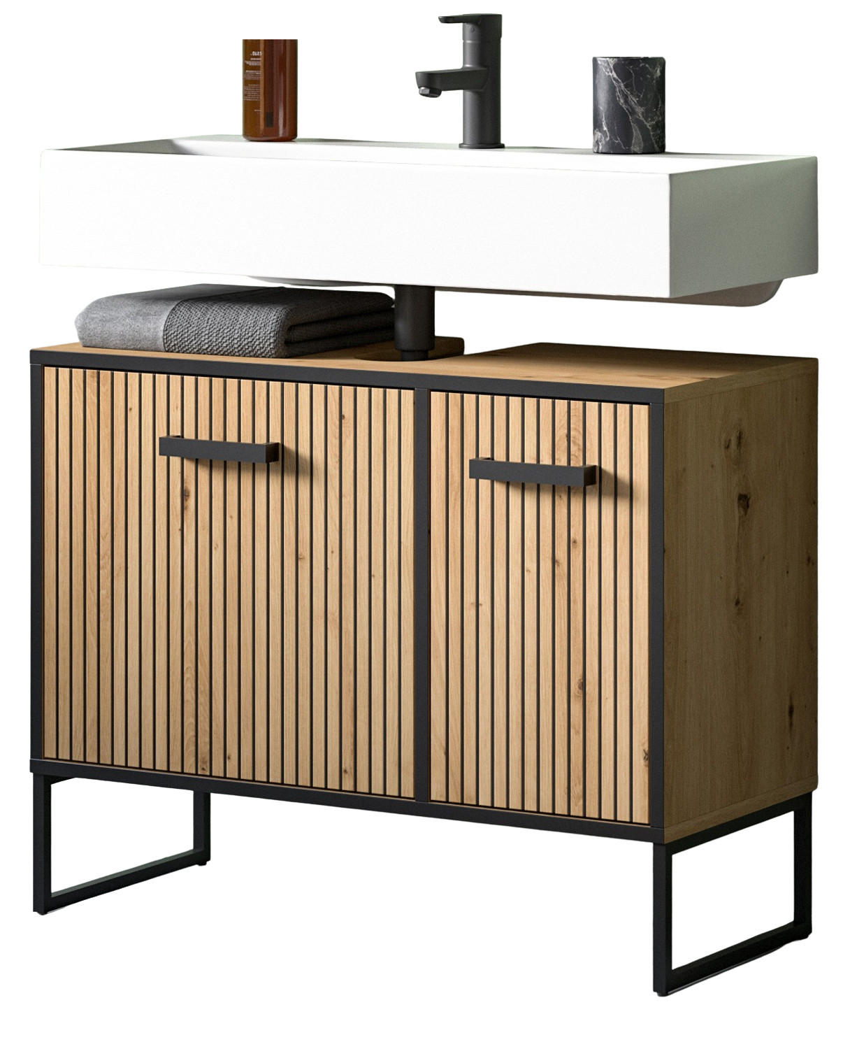 Inn.Furn Waschbeckenunterschrank Eiche Artisan 80x63x36 cm