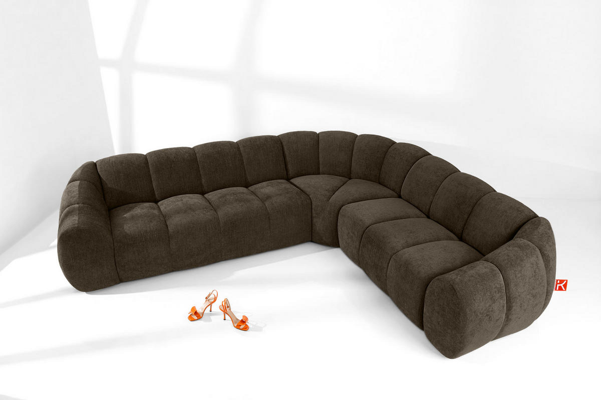 ECKSOFA RECHTS FLAVA, Braun - Braun, Holz/Holzwerkstoff (310/270cm) - KONSIMO®