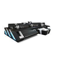 WOHNLANDSCHAFT Apollonia C - Schwarz/Weiß, Leder (420/78/190cm) - Sofa Dreams