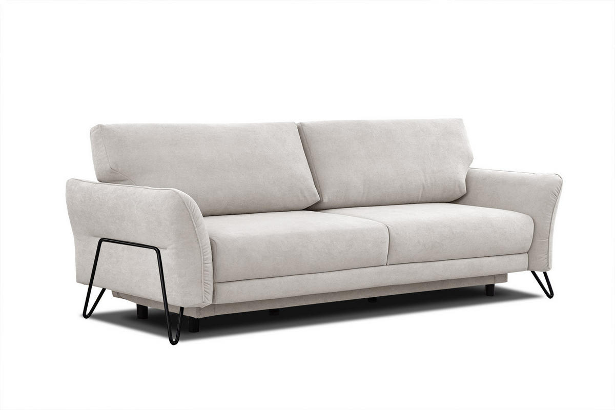 SOFA LOREM 3-Sitzer mit Schlaffunktion, ecru - Ecru/Schwarz, Holz/Textil (232/90/107cm) - Courtois Laville