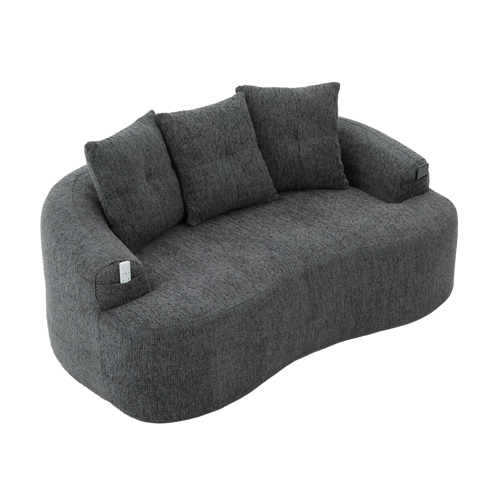 SOFA 2-Sitzer 164 x 92 x 60 cm Chenille Grau - Grau, Holzwerkstoff (164/60/92cm) - Meubliv