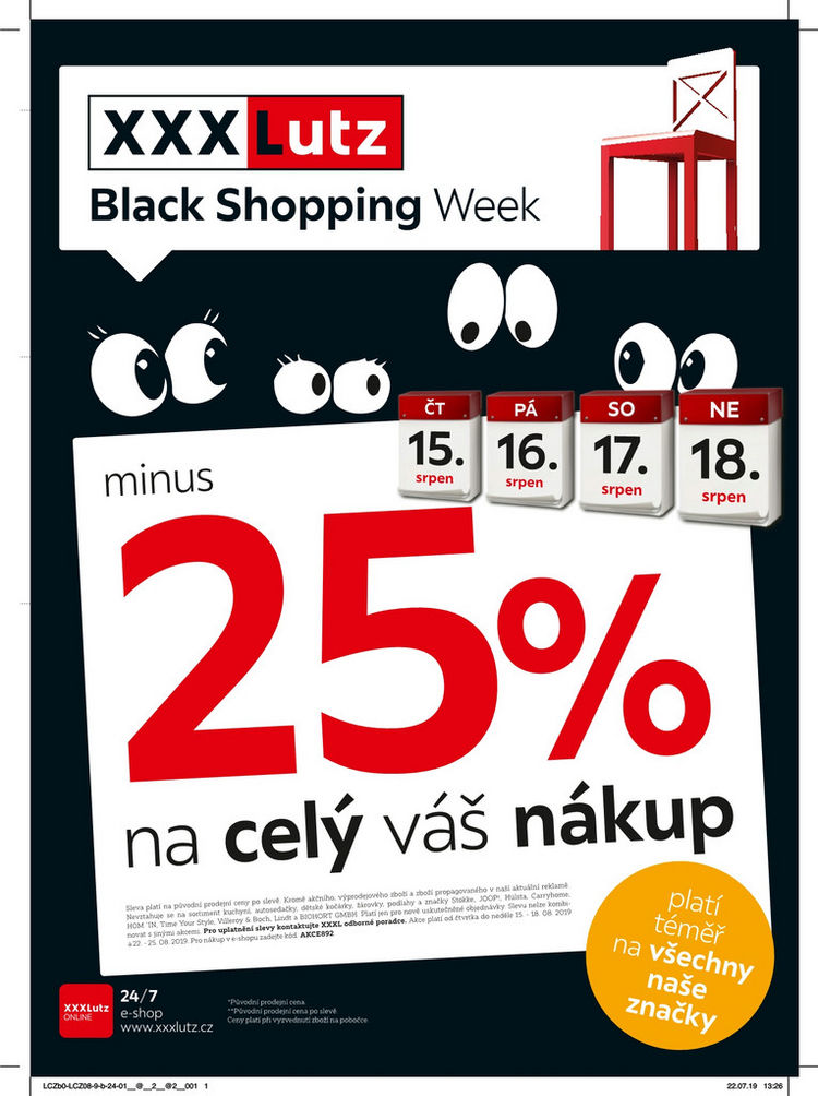 Black Shopping sleva 25 % na celý váš nákup!