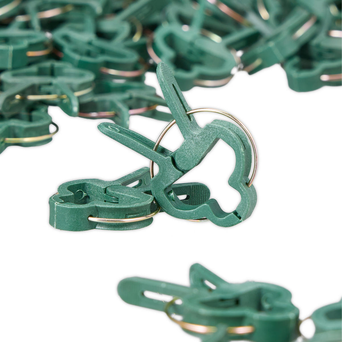 120XPFLANZENCLIPS - Dunkelgrün, Kunststoff/Metall (3/0.5/4cm) - Relaxdays