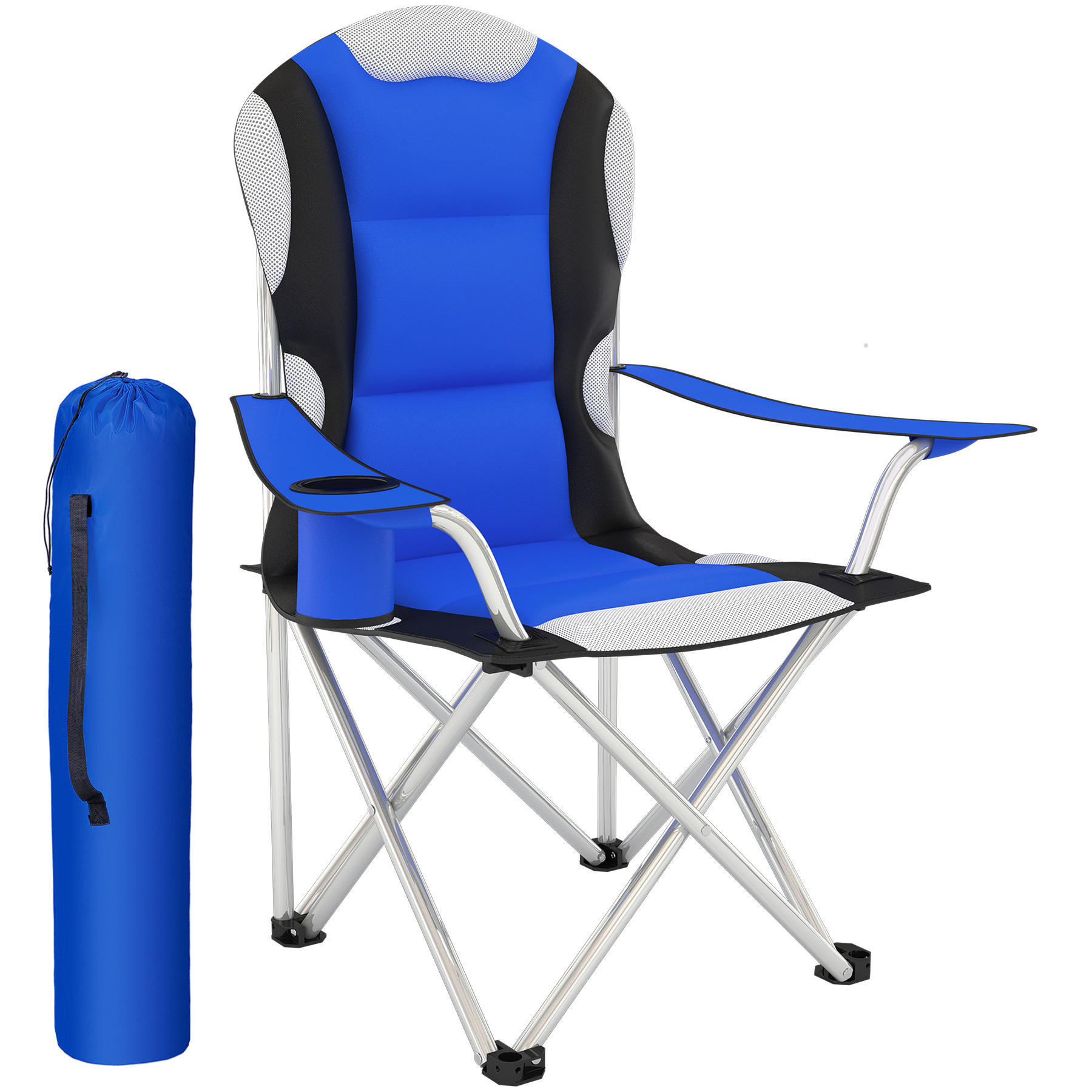 CAMPINGSTUHL ,60 x 88 x 110 cm,blau - Blau, Kunststoff (88/110/60cm) - tectake