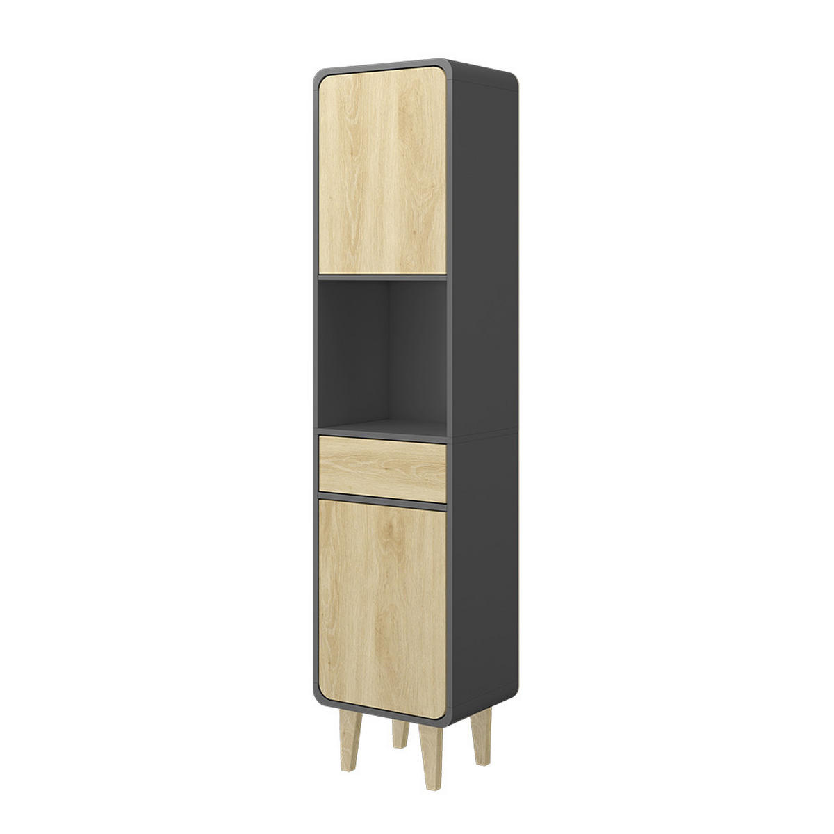 BADEZIMMERMÖBEL Arla Anthrazit/Goldkraft Eiche 40 x 161 cm - Eichefarben/Anthrazit, Holzwerkstoff (40/161/30cm) - Vicco