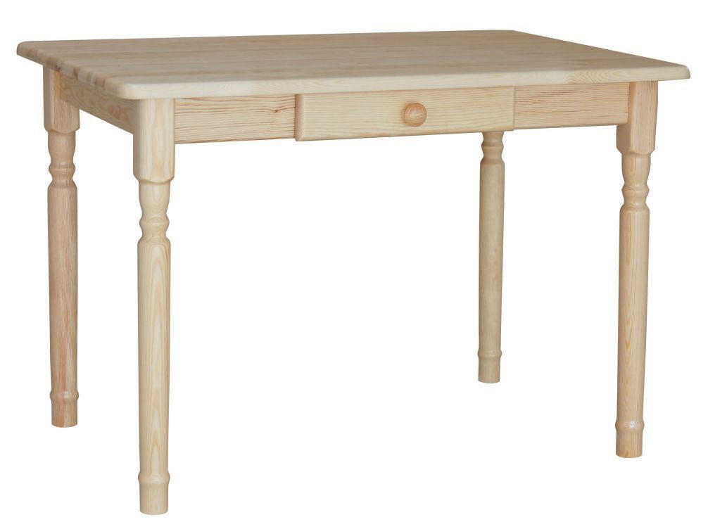 KOMA Esstisch KM548052 aus massivem Kiefernholz mit Schublade, 90 × 90 cm, Kiefer natur lackiert - Kieferfarben, Holz (90/75/90cm) - Koma