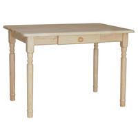 KOMA Esstisch KM548052 aus massivem Kiefernholz mit Schublade, 100 × 80 cm, Kiefer natur lackiert - Kieferfarben, Holz (80/100cm) - Koma