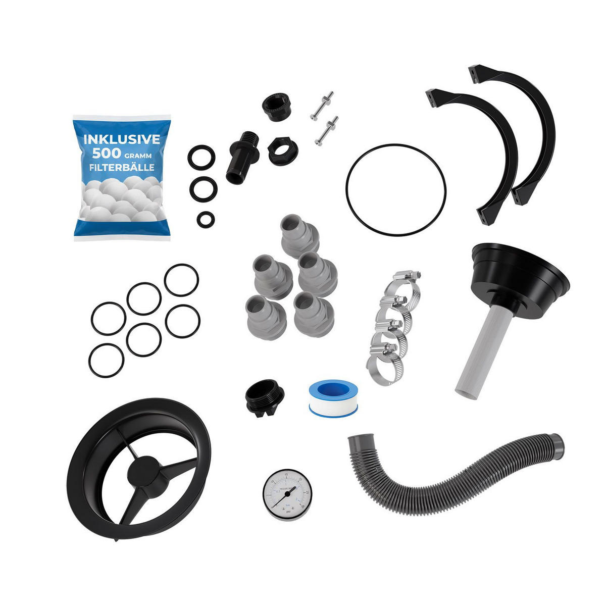 SANDFILTERANLAGE 250W inkl. Timer - Schwarz, Kunststoff (33/41.5/52cm) - Juskys