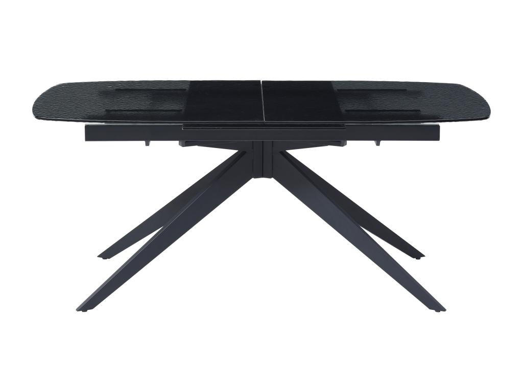 ESSTISCH ausziehbar - 6 bis 10 Personen - Ornamentsicherheitsglas & Metall - Schwarz - LEGRIO - Schwarz, Glas (240/90/76cm) - Vente-Unique
