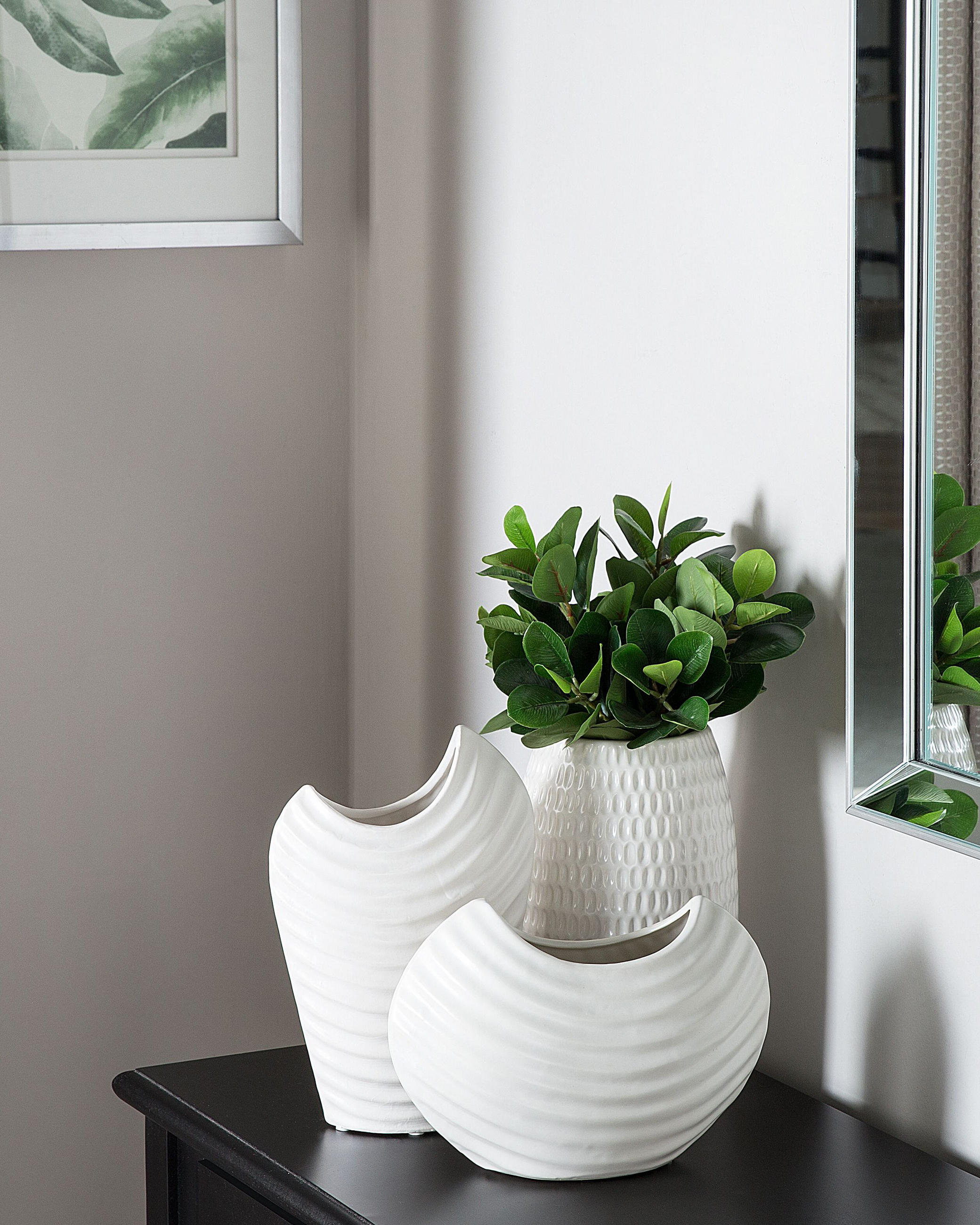 Thumbnail - Beliani Dekovase, Weiß, Stein, Mode, 25 cm, Dekoration, Vasen, Keramikvasen