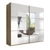 SCHWEBETÜRENSCHRANK BETTINA 221/210/61 cm 2-türig mit Spiegel Eiche San Remo - Weiß/Eiche San Remo, Holzwerkstoff (221/210cm) - MASSENO