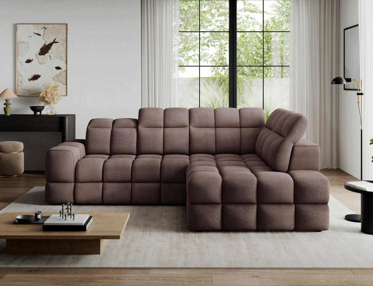 ECKSOFA Bronon mit Schlaffunktion und Bettkasten – Modernes Design, verstellbare Kopfstützen und verschiebbare Rückenlehnen - Braun, Kunststoff (296/109cm) - Wohnideebilder