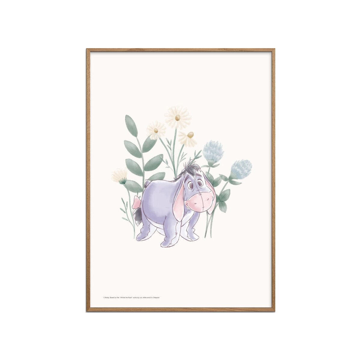 POSTER mit Rahmen Disney - Disney's Eeyore in Pastel Meadow - Eichefarben/Multicolor, Holz/Papier (30/40cm) - Poster&Frame