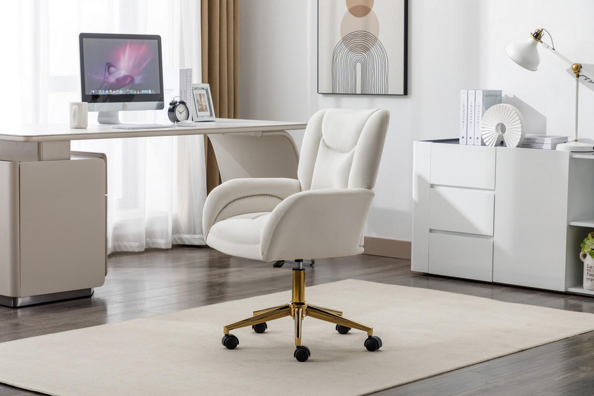 BÜROSTUHL Elfenbein Höhenverstellbar - Creme, Metall (64/92.5/62cm) - PANGIVO