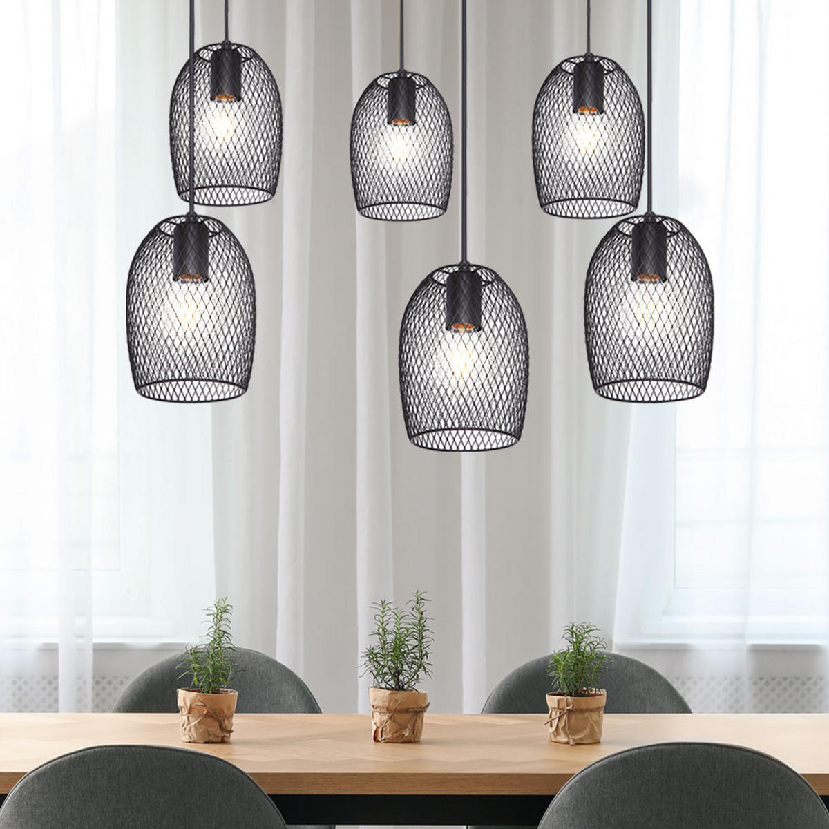 LED HÄNGELEUCHTE Metall Geflecht Schwarz - Schwarz, Metall (75/75/150cm) - Globo Lighting