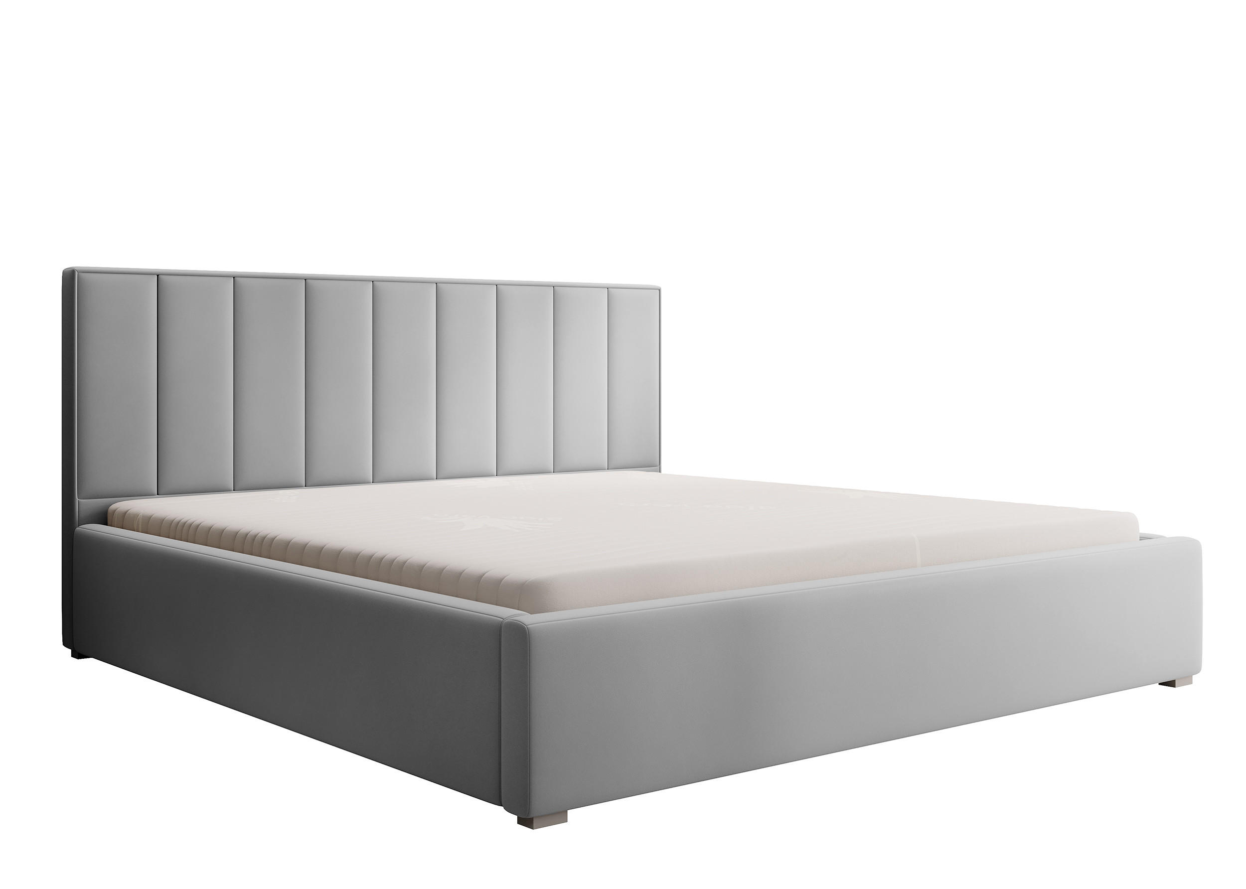 POLSTERBETT Rinus Hellgrau Plüsch mit Bettkasten 200 cm - Hellgrau, Textil (200/200cm) - Selsey