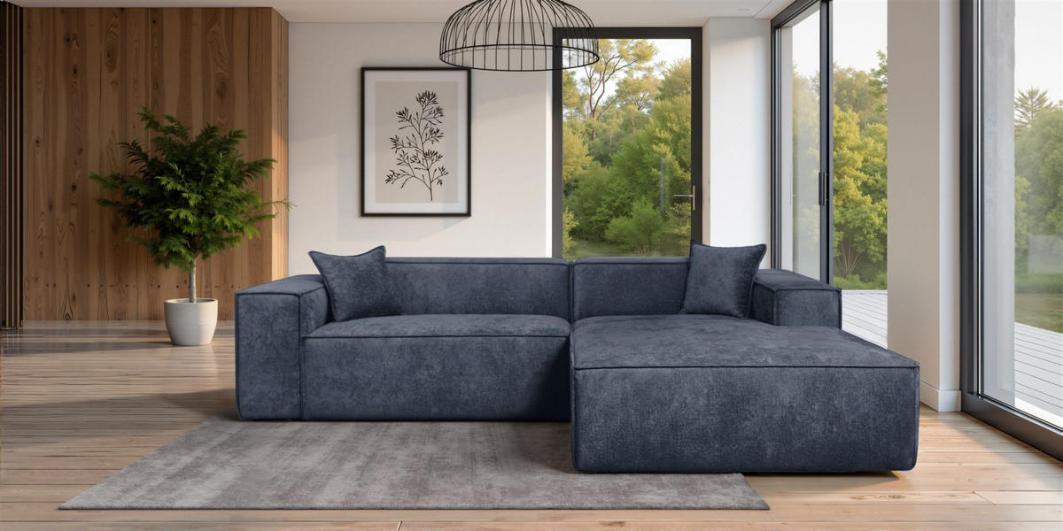ECKSOFA Carlota - Blau, Holzwerkstoff/Textil (270/192cm) - Fun Möbel
