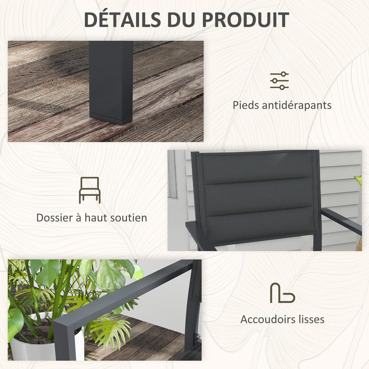 GARTENSESSEL 4er-Set DE-13214 stapelbar mit Armlehnen, Aluminium - Grau, Metall (57.5/87/56.5cm) - ComfortXL