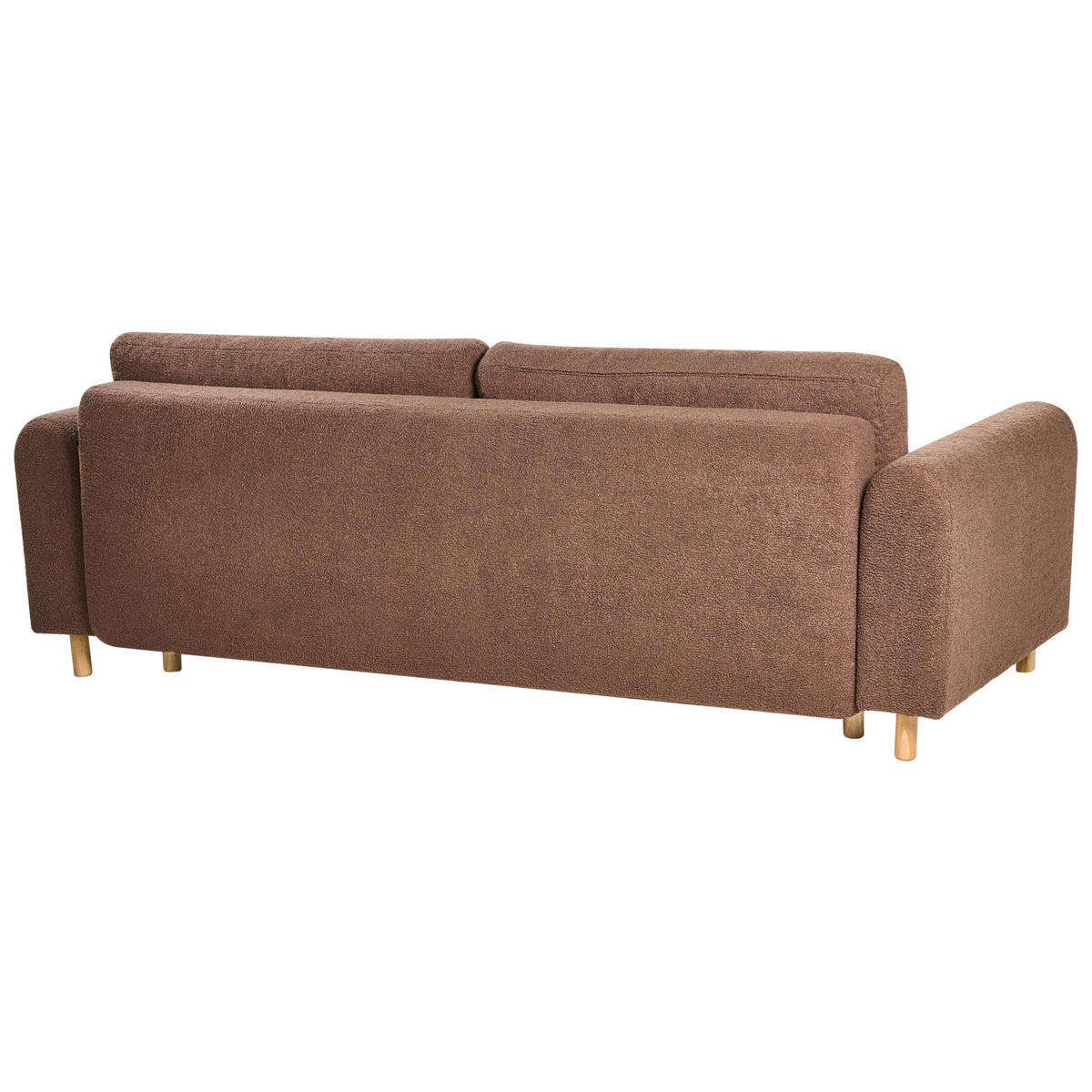 ROZKLÁDACÍ POHOVKA 3-místná Bouclé Hnědá s úložným prostorem Kvam - hnědá, textil (242/85/99cm) - Beliani